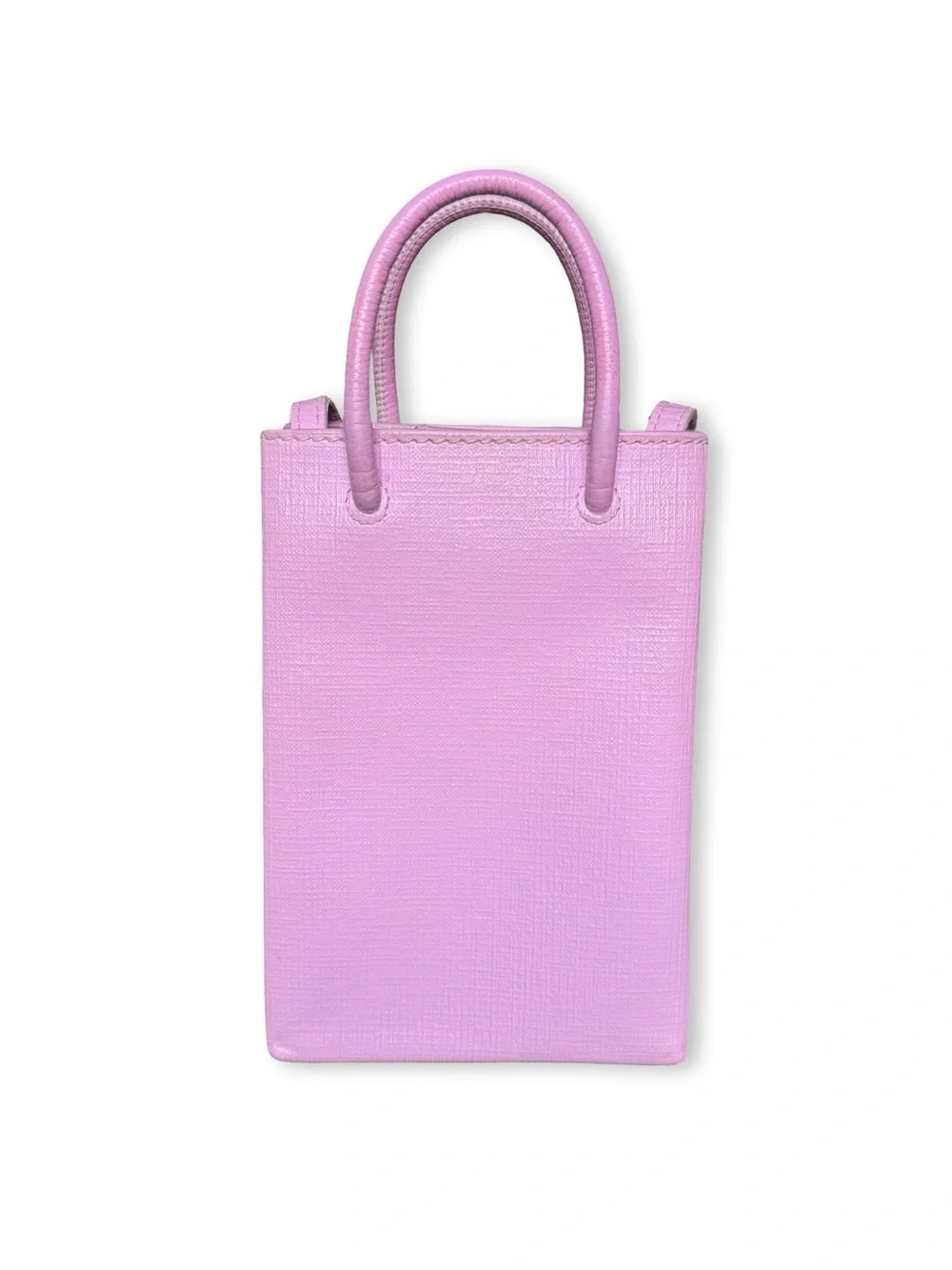 Balenciaga Two-Way Pink Leather Squared Shopping Phone Holder Crossbody Bag